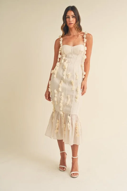 Posedly Floral Appliqué Midi Dress - Final Sale Casual Women's Japanese 