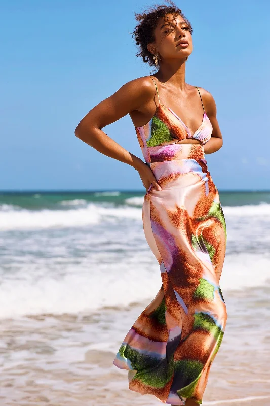 Name Me Maxi Dress - Orange Multi Adventure