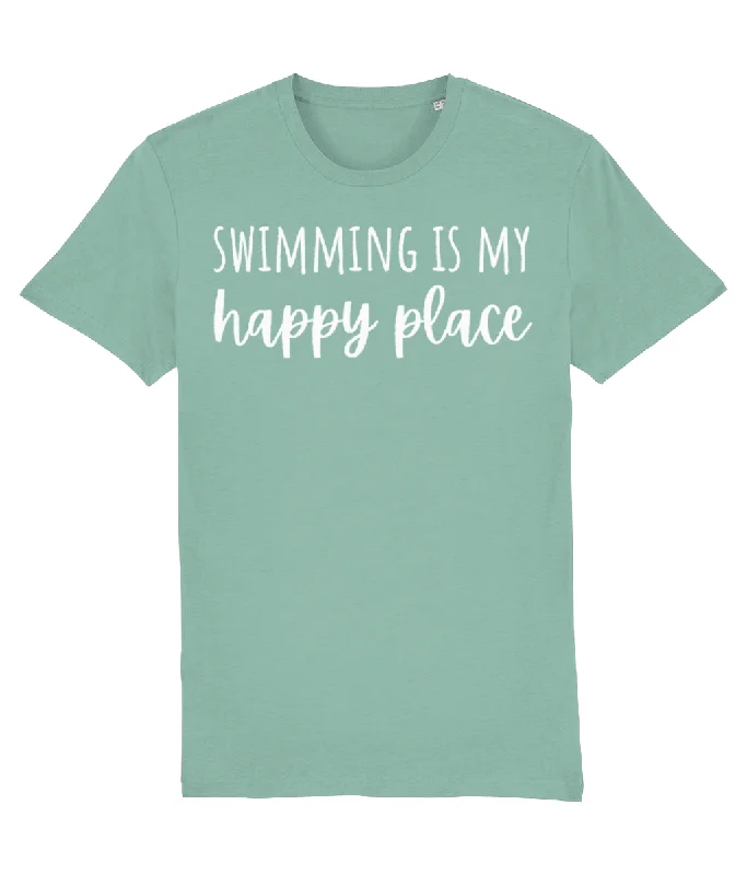 Swimming Is My Happy Place Unisex Organic Cotton T-shirt Earthy Women's Hemp - based
