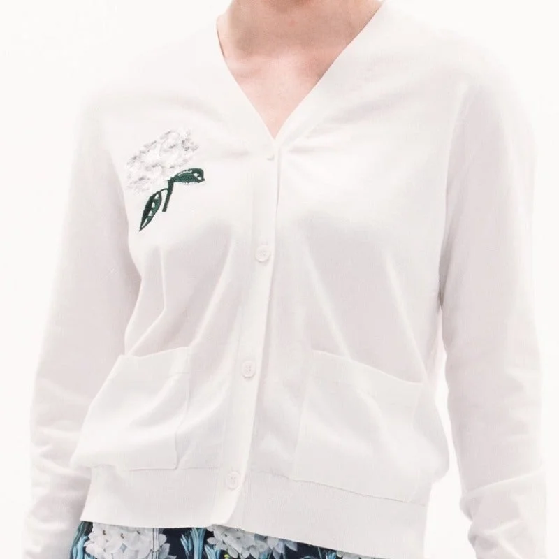 Foray Golf Embellished Cardigan - White Floral Refined Women's 
