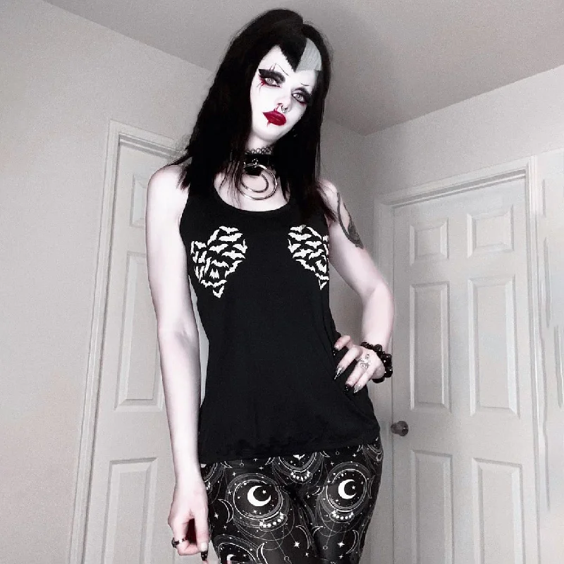 Batty Heart Black Racerback Tank Scandinavian