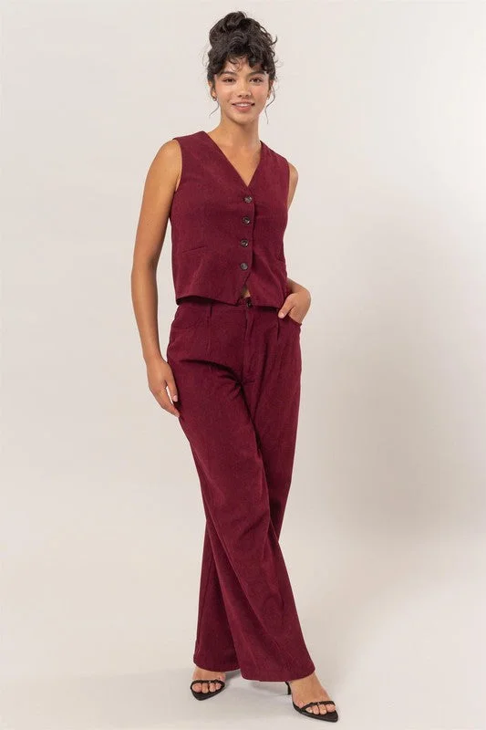 Wine Colored Corduroy Pants Compression