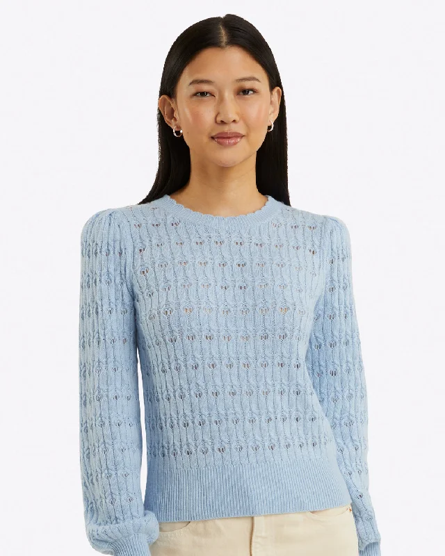 Puff Sleeve Sweater in Pointelle Geometric