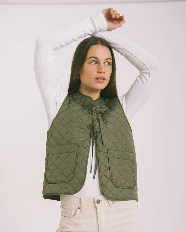 Iris Quilted Bow Vest Kalamata Polished Women's Silk