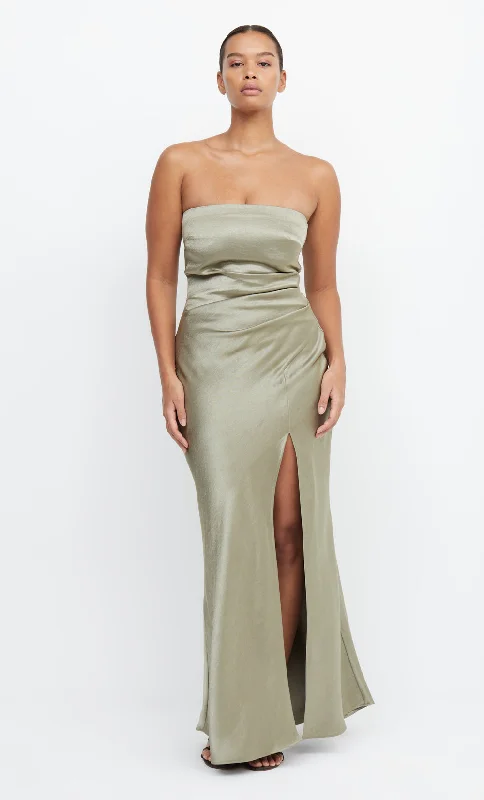 THE DREAMER STRAPLESS DRESS  - SAGE Dapper Women's Bow - adorned