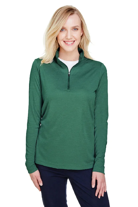 Team 365 Womens Zone Sonic Performance Moisture Wicking 1/4 Zip Sweatshirt - Heather Forest Green Feminine Women's Style 