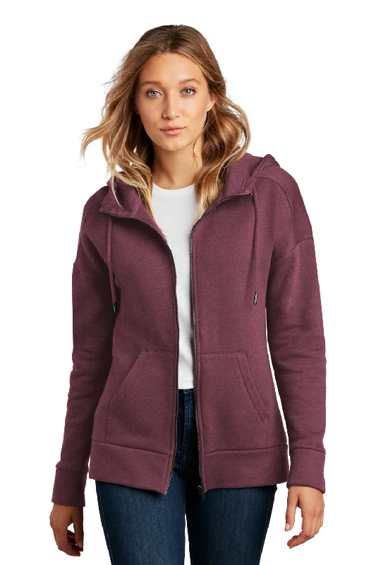 District Womens Perfect Weight Fleece Full Zip Hooded Sweatshirt Hoodie w/ Pockets - Heather Loganberry - Closeout Adventure District Womens Perfect Weight Fleece Full Zip Hooded Sweatshirt Hoodie w/ Pockets - Heather Loganberry - Closeout Adventure
