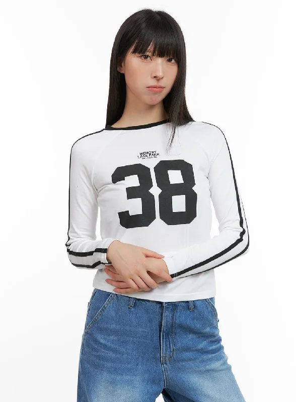 Blokecore Cotton Lettering Raglan Crop Top CG420 Luxurious Women's High -  end