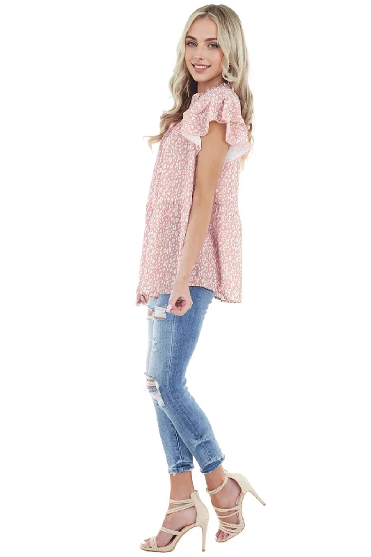 Julia Fashion - Floral Cozy Smock Hem Top Laid - back Women's Vibe