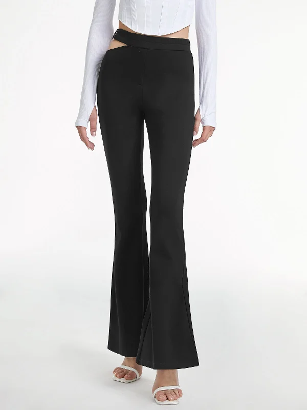 BerryBetty - High Waisted Cutout Ring Belt Pants Disco