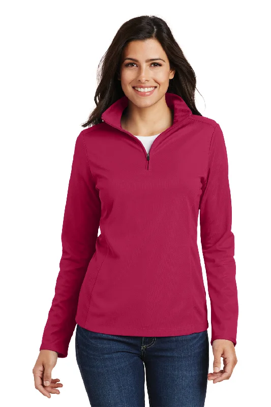 Port Authority Womens Moisture Wicking 1/4 Zip Sweatshirt - Dark Fuchsia Pink - Closeout Modern Women's 