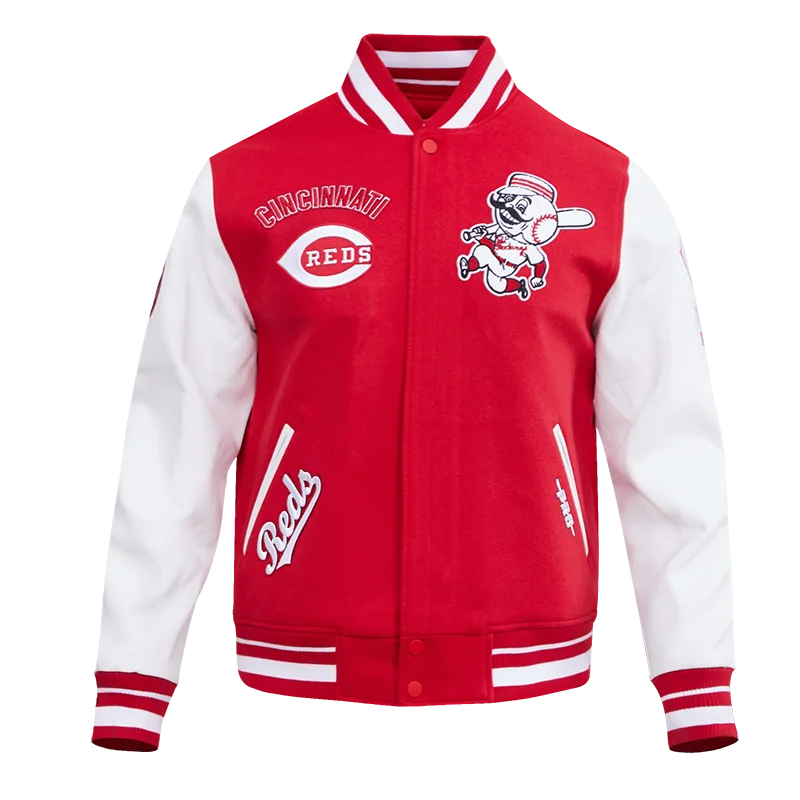 MLB CINCINNATI REDS RETRO CLASSIC MEN'S RIB WOOL VARSITY JACKET (RED / WHITE) Refined Women's Hand - crafted