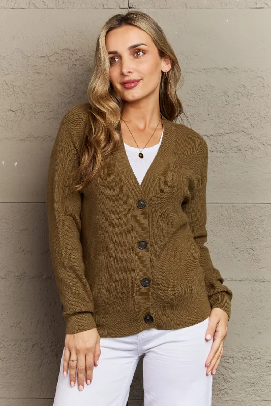 Kiss Me Tonight Button Down Cardigan in Olive Traditional Women's 