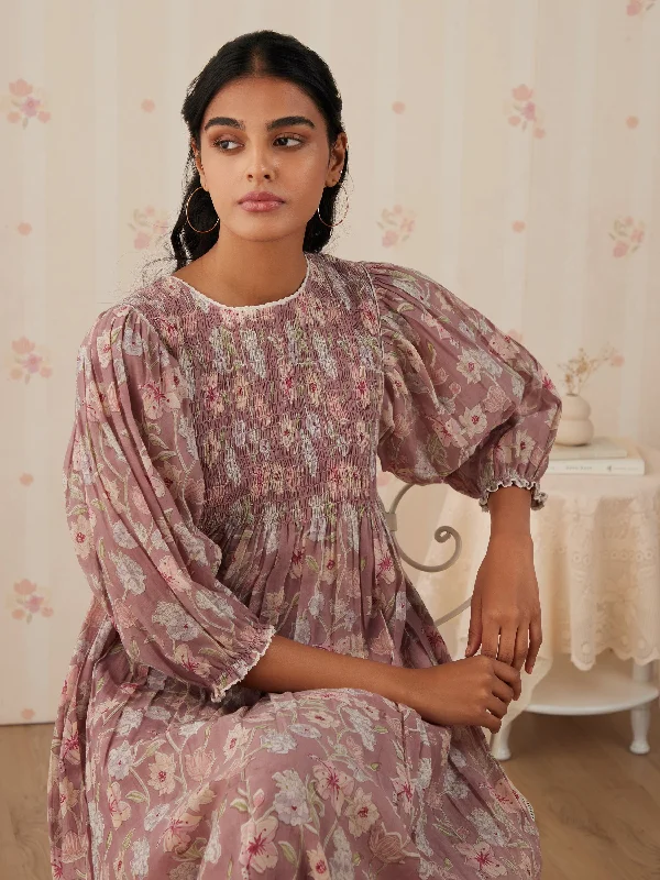 Plum Smock Midi Dress Relaxed Women's Beachy