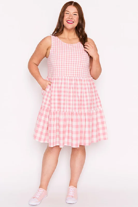 Joey Pink Gingham Dress Street
