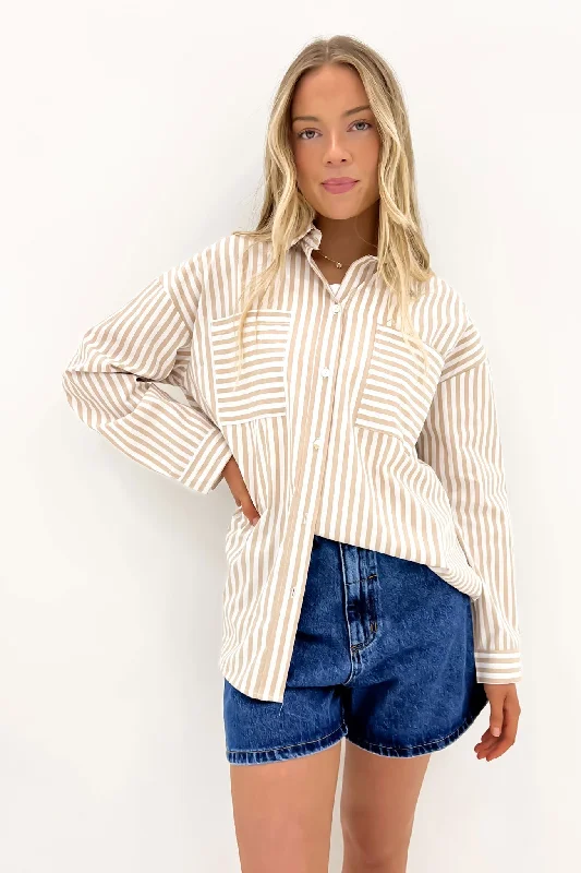 Alayah Shirt Beige Stripe Scandinavian