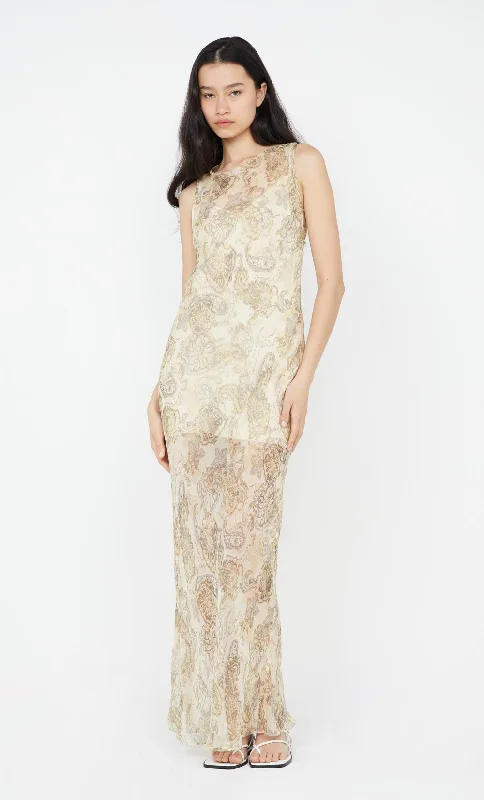 SHYLA BOAT NECK DRESS - FADED PAISLEY Vintage Women's 1970S 