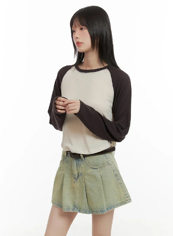 Raglan Crop Long Sleeve Top CG426 Casual Women's Japanese 