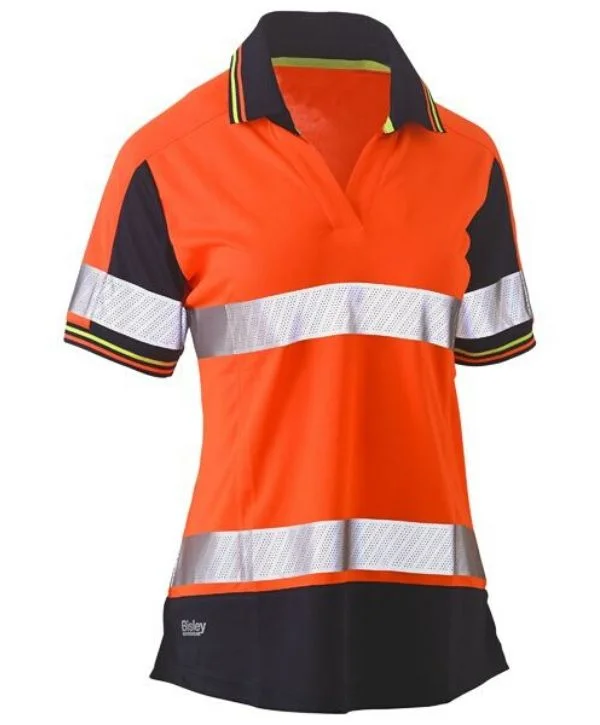 Womens Short Sleeve Taped, 2 Tone, Hi Vis, V-Neck Polo Traditional Women's Wool