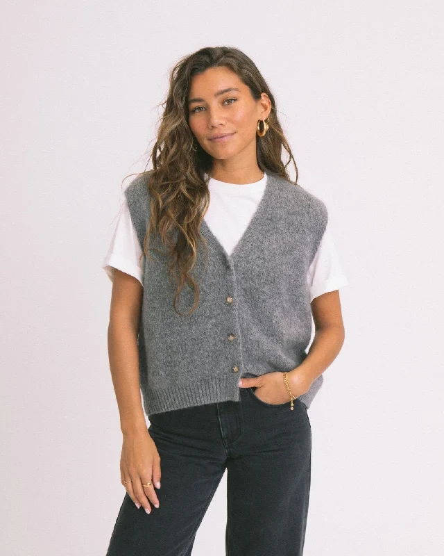 TILTIL Monica Gilet Melange Grey One Size Streetwear Style for 