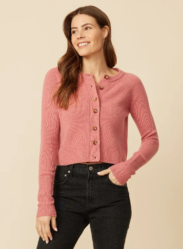 Blakely Cashmere Cardigan - Rosewood Monochromatic Office Style