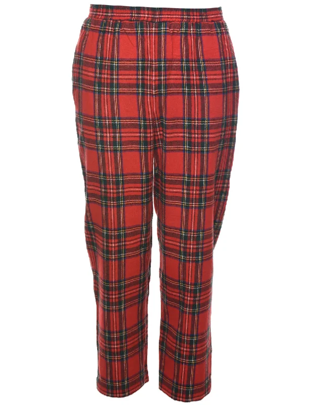 Checked Tapered Fit Trousers - W26 L27 Practical Women's Multi - 