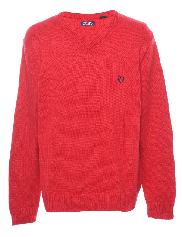 Chaps Red Jumper - XL Edgy Women's Punk
