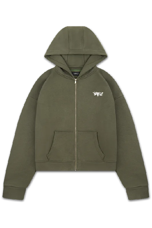 BASIC ZIP HOODIE OLIVE Modern Women's Tech