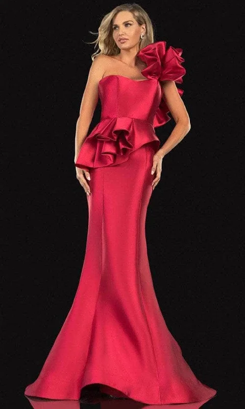 Terani Couture 2021E2809 - One Shoulder Peplum Evening Dress French