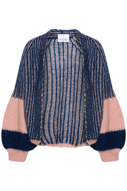 Noella - Liana Knit Cardigan - Rose/Navy Casual Women's Japanese 