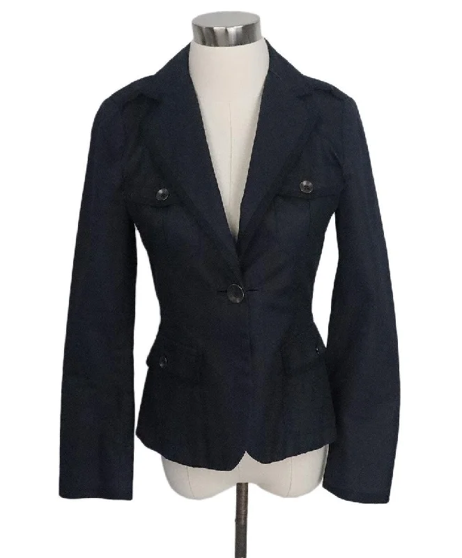 Rag & Bone Navy Cotton Jacket sz 6 Athletic Women's High - 