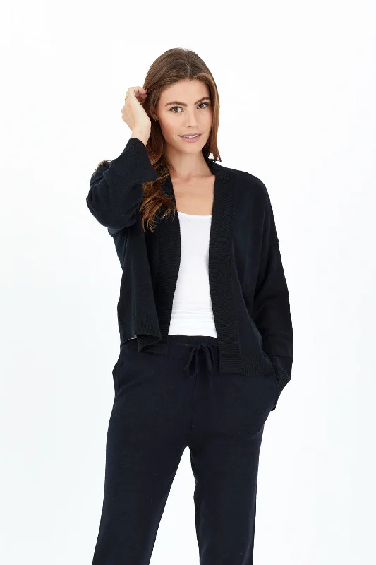 Rodney Open Cashmere Cardi - Black Classic Women's Pin - striped