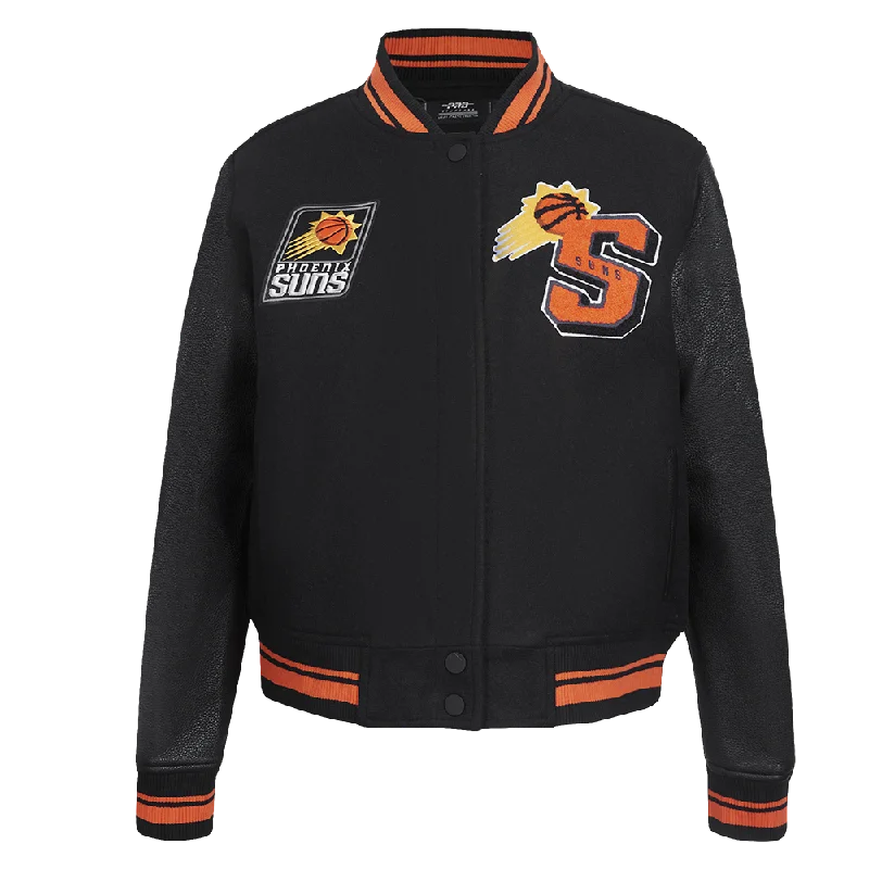 NBA PHOENIX SUNS MASHUP WOMEN'S RIB WOOL VARSITY JACKET (BLACK/ORANGE) Elegant Women's Formal 