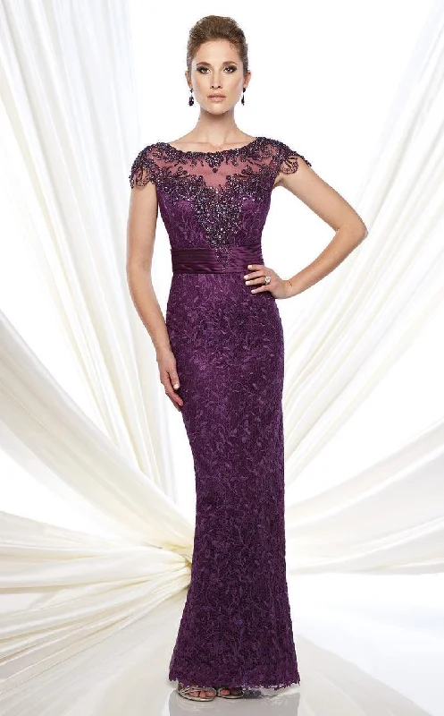 Mon Cheri Embellished Illusion Cap Sleeve Gown Sophisticated Women's 