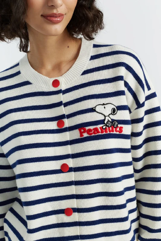 Cream Merino Snoopy Milano Cardigan Polished Women's Silk