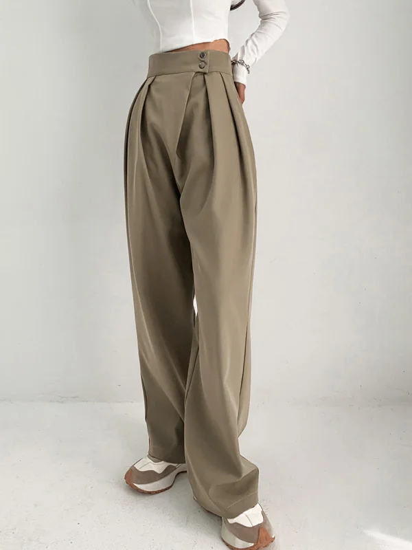 BerryBetty - High Waisted Pleat Front Dress Pants Trendy Women's 