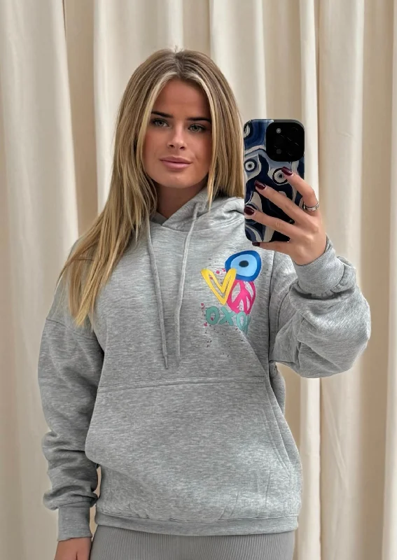 XOXO Graffiti Hoodie Grey Practical Women's Quick - dry