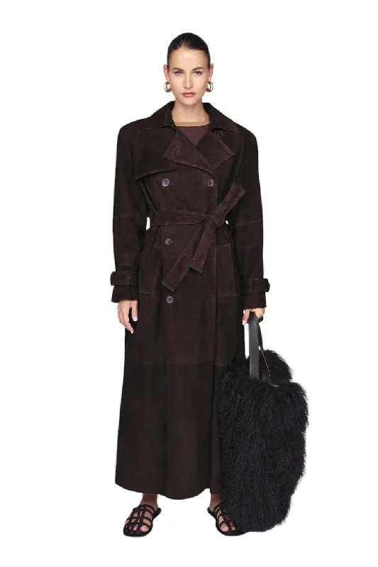 Corrin Suede Trench - Espresso Earthy Women's 
