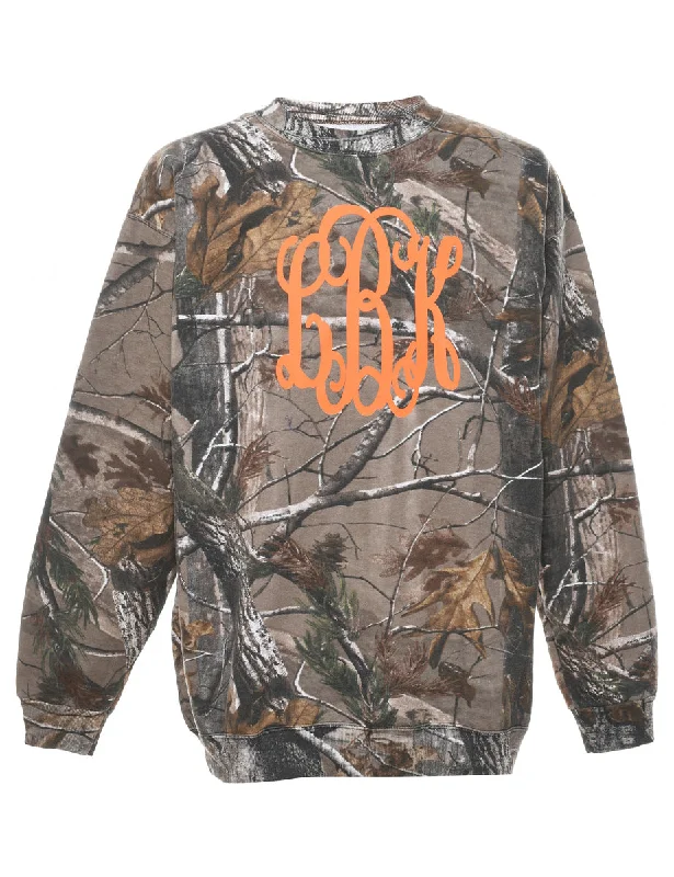 Woodland Camouflage Printed Sweatshirt - L Cozy Women's Sherpa - lined