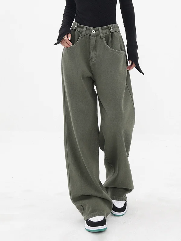 BerryBetty - Cargo Denim Wide Leg Boyfriend Jeans Bold Women's Statement