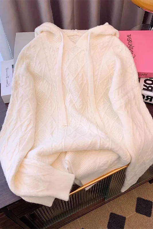 Women's hooded pullover soft knitted sweater     S5049 European