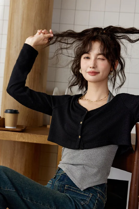 Spaghetti Strap Top and Knit Shirt Set Traditional Women's Wool