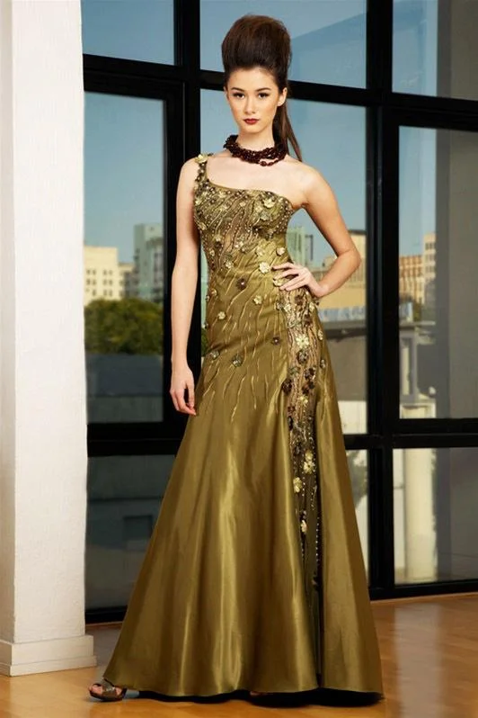 MNM COUTURE Asymmetric Metallic Evening Gown 9323 - 1 pc Green In Size 12 Available Sharp Women's Italian MNM COUTURE Asymmetric Metallic Evening Gown 9323 - 1 pc Green In Size 12 Available Sharp Women's Italian