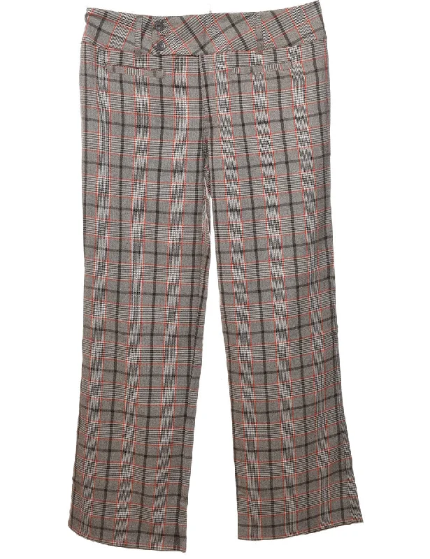 Checked Grey & Red Trousers - W38 L29 Dynamic Women's High - energy