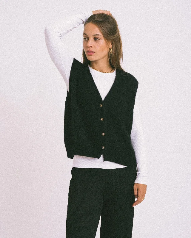 TILTIL Monica Gilet Black One Size Edgy Women's Punk