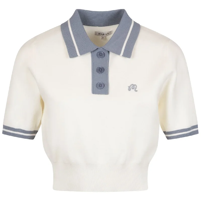 Womens Mikayla II Cropped Knit Polo Ivory/Stone - 2025 Geometric