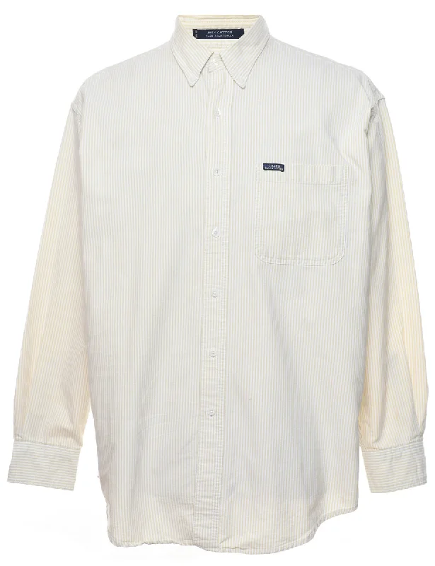 Chaps Striped Beige & Off-White Shirt - L French