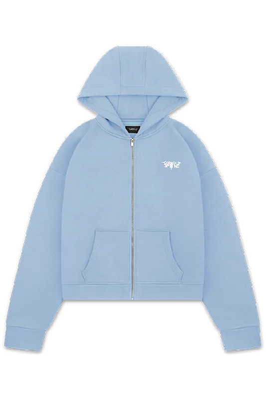 BASIC ZIP HOODIE BABYBLUE Earthy Women's Hemp - based