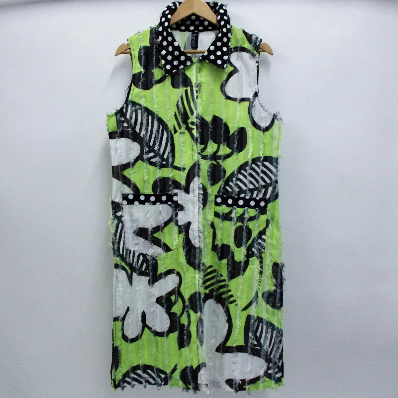 Floral Fray Vest Kiwi Sleek Women's Metallic