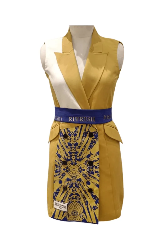 Mustard Yellow Sagrada Blazer Dress Cool Women's Distressed